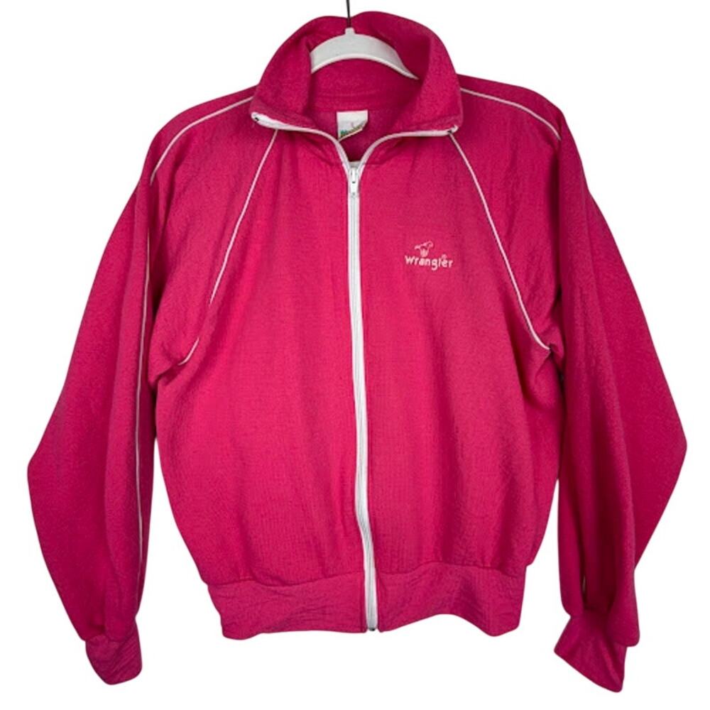 VTG 70s WRANGLER Rainbow Tag Pink Track Jacket Full Zip Retro Sportswear Large